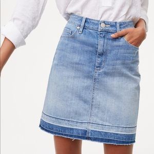 LOFT unpicked denim shift skirt